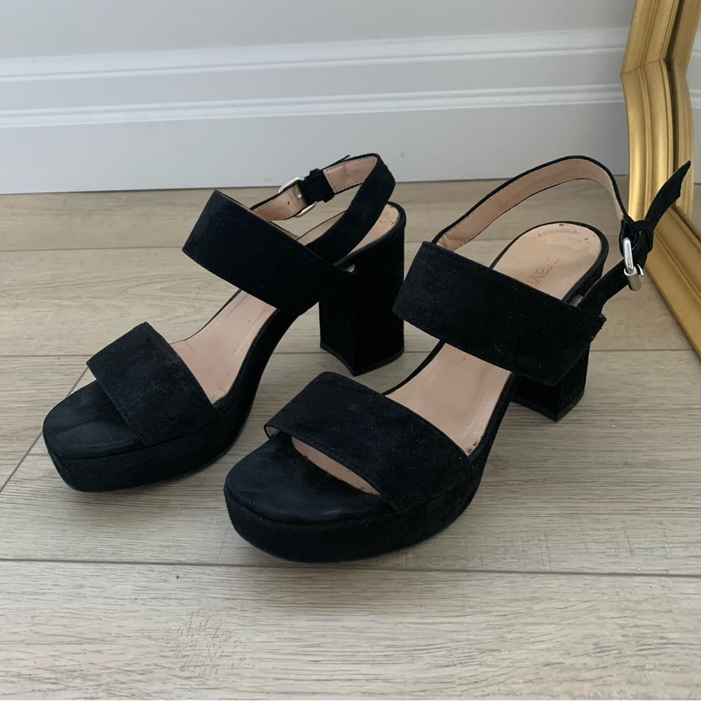 Black Suede Sandal Platform Heels